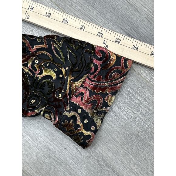 Chicos Sz 2 Lg Black Multicolored Open Velvet Burnout Relaxed Cardigan Blouse - Picture 11 of 11